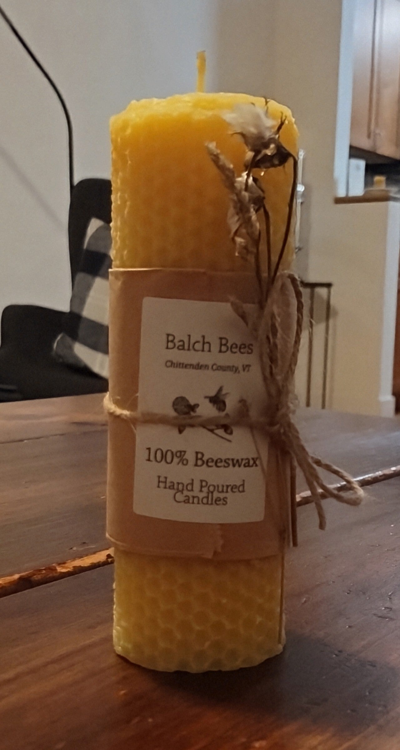 2x6 inch Beeswax Pillar Candle